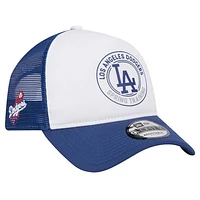 Men's New Era White/Royal Los Angeles Dodgers Spring Training Circle Foam A-Frame 9FORTY Trucker Adjustable Hat