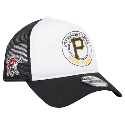 Men's New Era White/Black Pittsburgh Pirates Spring Training Circle Foam A-Frame 9FORTY Trucker Adjustable Hat