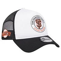 Men's New Era White/Black San Francisco Giants Spring Training Circle Foam A-Frame 9FORTY Trucker Adjustable Hat