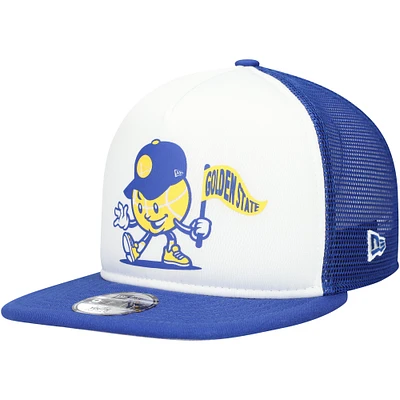 Youth New Era White/Royal Golden State Warriors Court Sport Mascot 9FIFTY Snapback Hat