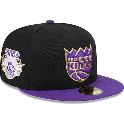 Men's New Era Black/Purple Sacramento Kings Gameday Gold Pop Stars 59FIFTY Fitted Hat