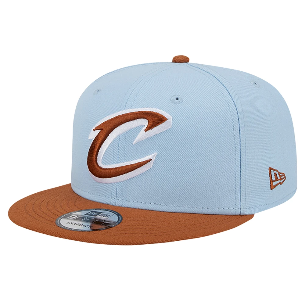 Men's New Era Light Blue/Brown Cleveland Cavaliers 2-Tone Color Pack 9FIFTY Snapback Hat