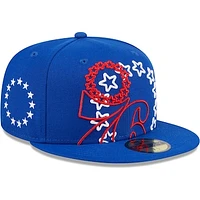 Men's New Era  Royal Philadelphia 76ers Game Day Hollow Logo Mashup 59FIFTY Fitted Hat