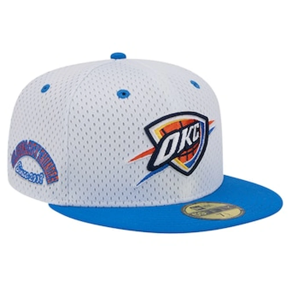 Men's New Era White/Blue Oklahoma City Thunder Throwback 2Tone 59FIFTY Fitted Hat