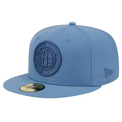 Men's New Era Blue Brooklyn Nets Color Pack Faded Tonal 59FIFTY Fitted Hat