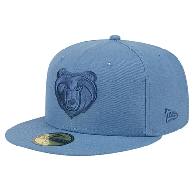 Men's New Era Blue Memphis Grizzlies Color Pack Faded Tonal 59FIFTY Fitted Hat