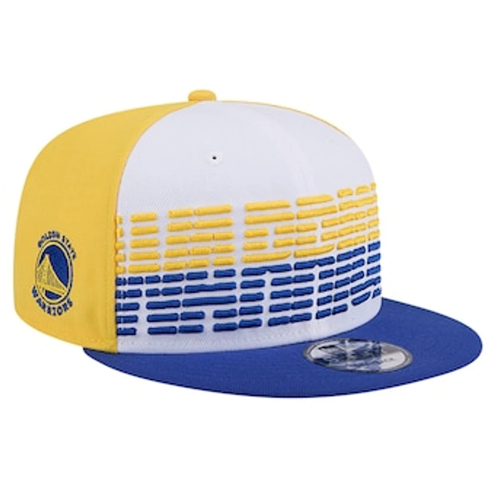 Men's New Era White/Royal Golden State Warriors Throwback Gradient Tech Font 9FIFTY Snapback Hat