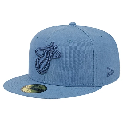 Men's New Era Blue Miami Heat Color Pack Faded Tonal 59FIFTY Fitted Hat