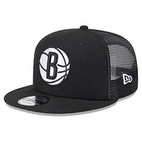 Men's New Era Black Brooklyn Nets Meshback 9FIFTY Snapback Hat