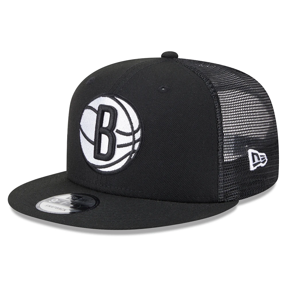Men's New Era Black Brooklyn Nets Meshback 9FIFTY Snapback Hat