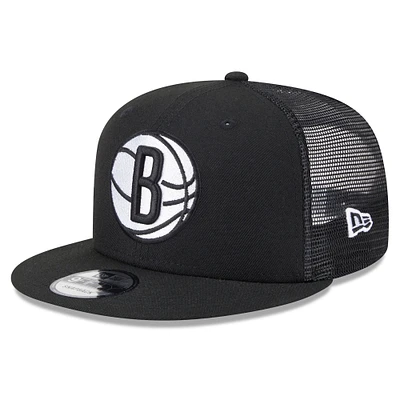 Men's New Era Black Brooklyn Nets Meshback 9FIFTY Snapback Hat