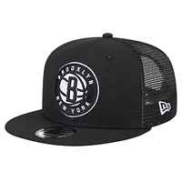 Men's New Era Black Brooklyn Nets Meshback 9FIFTY Snapback Hat
