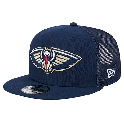 Men's New Era Navy New Orleans Pelicans Evergreen Meshback 9FIFTY Snapback Hat