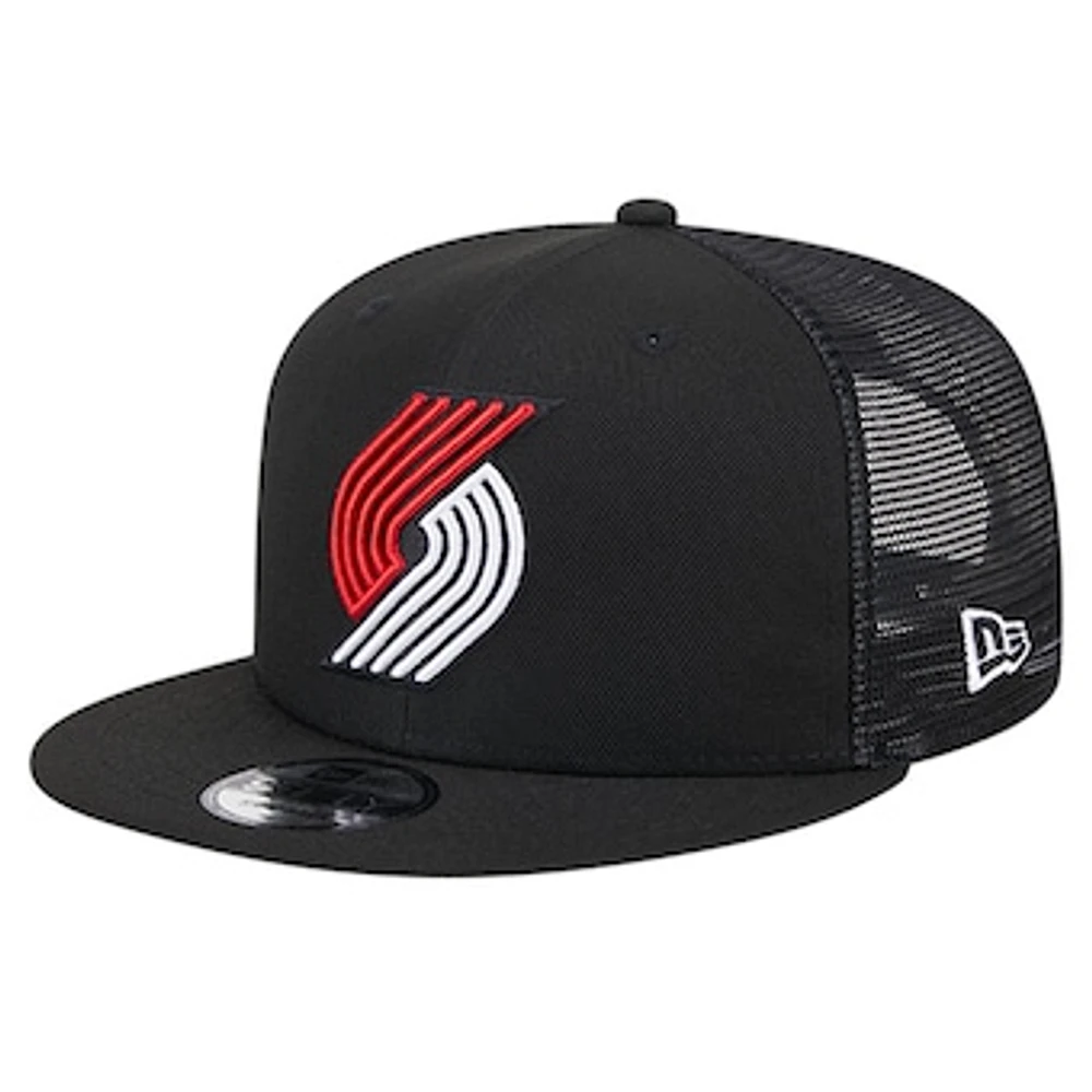 Men's New Era Black Portland Trail Blazers Evergreen Meshback 9FIFTY Snapback Hat