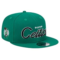 Men's New Era Kelly Green Boston Celtics Evergreen Script Side Patch 9FIFTY Snapback Hat