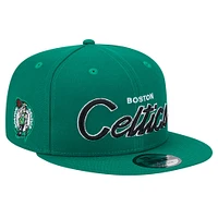 Men's New Era Kelly Green Boston Celtics Evergreen Script Side Patch 9FIFTY Snapback Hat