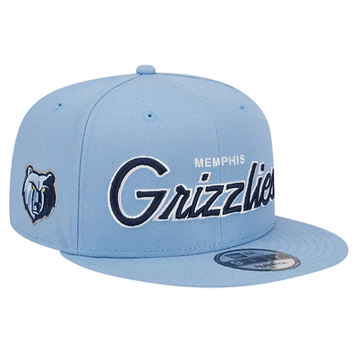 Men's New Era Light Blue Memphis Grizzlies Evergreen Script Side Patch 9FIFTY Snapback Hat