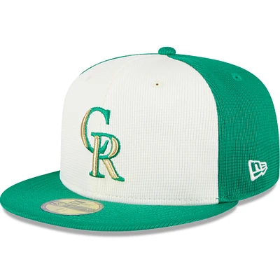 Men's New Era White/Green Colorado Rockies 2024 St. Patrick's Day 59FIFTY Fitted Hat