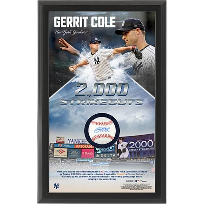 Gerrit Cole New York Yankees Autographed Framed Baseball with 2,000 Career Strikeouts Shadowbox Collage