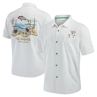 Men's Tommy Bahama  White Denver Broncos Tide Breaker IslandZone Camp Button-Up Shirt