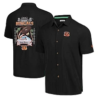 Men's Tommy Bahama Black Cincinnati Bengals Tidal Kickoff Camp Button-Up Shirt