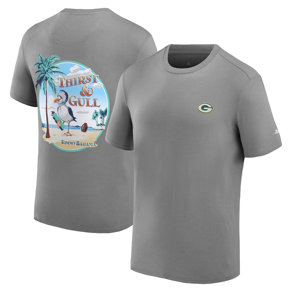 Men's Tommy Bahama Gray Green Bay Packers Thirst & Gull T-Shirt