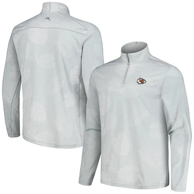 Men's Tommy Bahama Gray Kansas City Chiefs Delray Frond IslandZone Half-Zip Sweatshirt