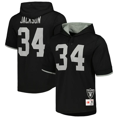 Men's Mitchell & Ness Bo Jackson Black Los Angeles Raiders Gridiron Classics Retired Player Name Number Mesh Hoodie T-Shirt