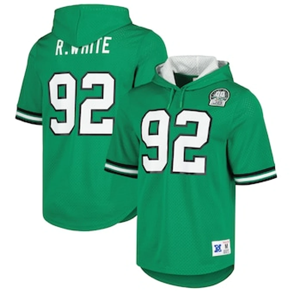 Men's Mitchell & Ness Reggie White Kelly Green Philadelphia Eagles Retired Player Name Number Mesh Hoodie T-Shirt