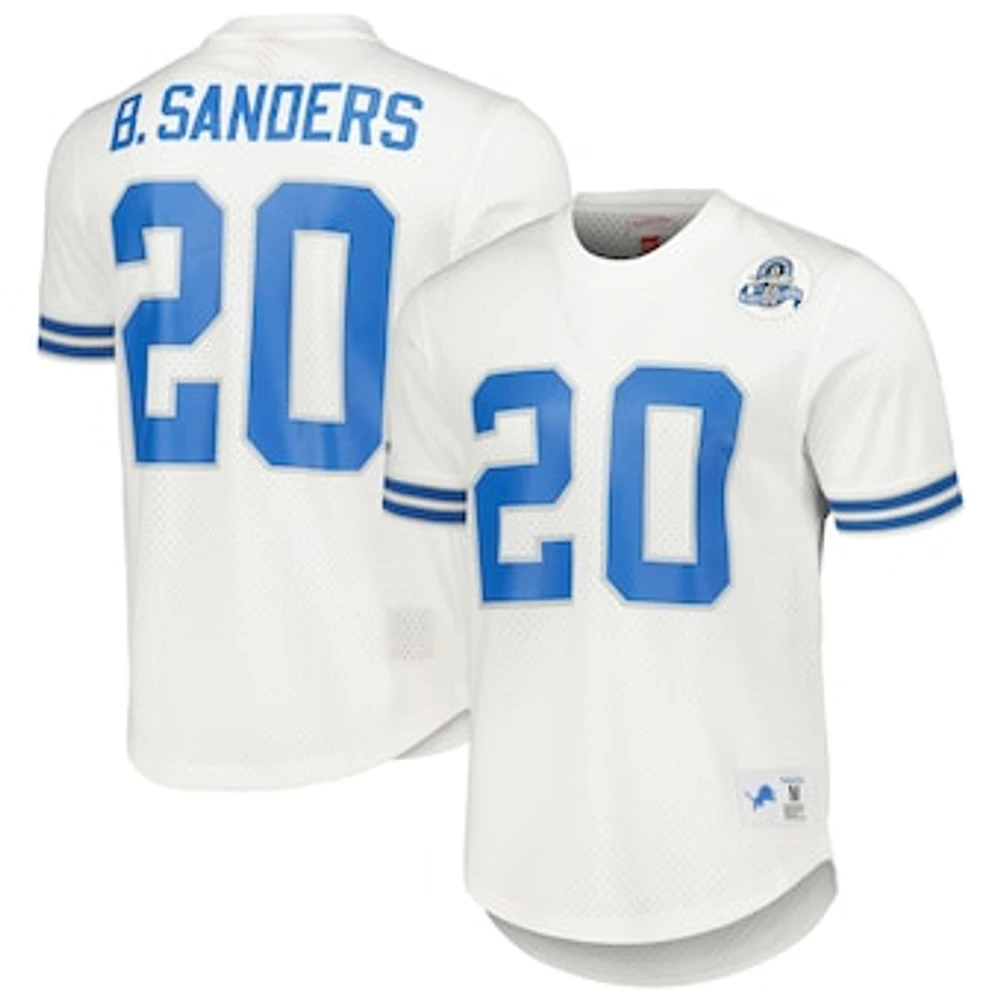 Men's Mitchell & Ness Barry Sanders White Detroit Lions Retired Player Name Number Mesh Top