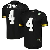 Men's Mitchell & Ness Brett Favre Black Green Bay Packers Retired Player Name & Number Mesh Top