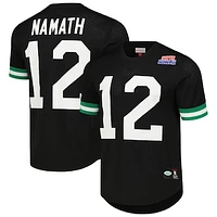 Men's Mitchell & Ness Joe Namath Black New York Jets Retired Player Name Number Mesh Top