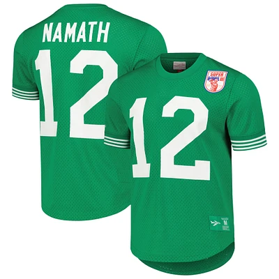 Men's Mitchell & Ness Joe Namath Kelly Green New York Jets Retired Player Name Number Mesh Top