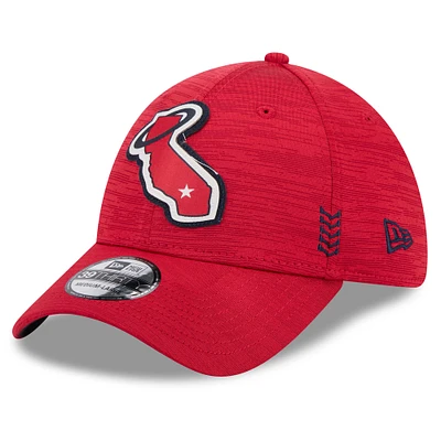 Men's New Era Red Los Angeles Angels 2024 Clubhouse 39THIRTY Flex Hat
