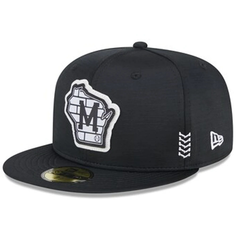 Men's New Era  Black Milwaukee Brewers 2024 Clubhouse 59FIFTY Fitted Hat