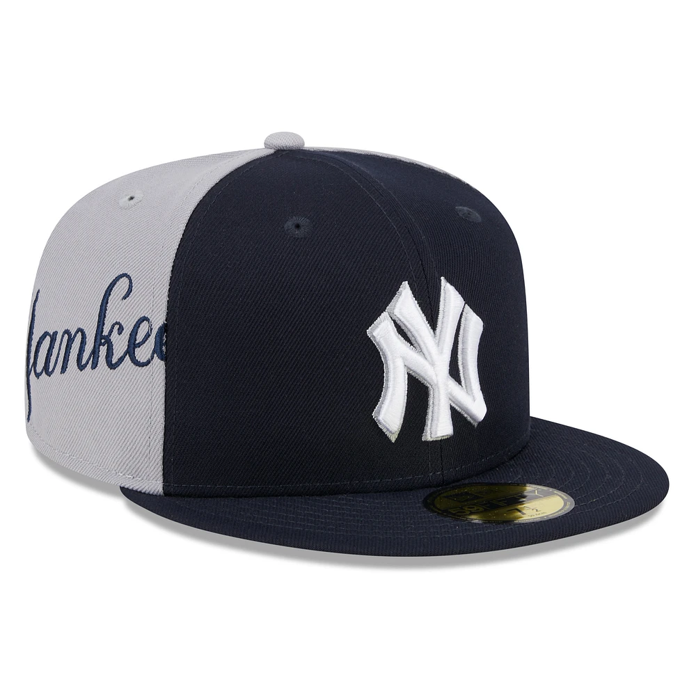 Men's New Era Navy/Gray York Yankees Gameday Sideswipe 59FIFTY Fitted Hat