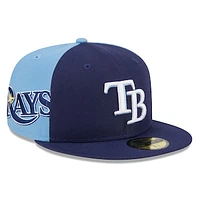 Men's New Era Navy/Light Blue Tampa Bay Rays Gameday Sideswipe 59FIFTY Fitted Hat