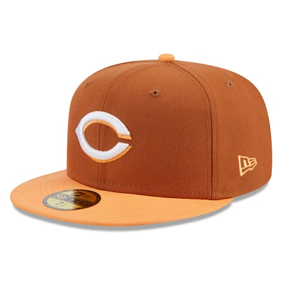 Men's New Era Brown/Orange Cincinnati Reds Spring Color Basic Two-Tone 59FIFTY Fitted Hat