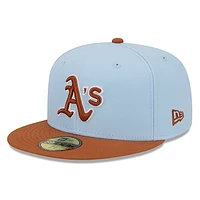 Men's New Era Light Blue/ Athletics Spring Color Basic Two-Tone 59FIFTY Fitted Hat