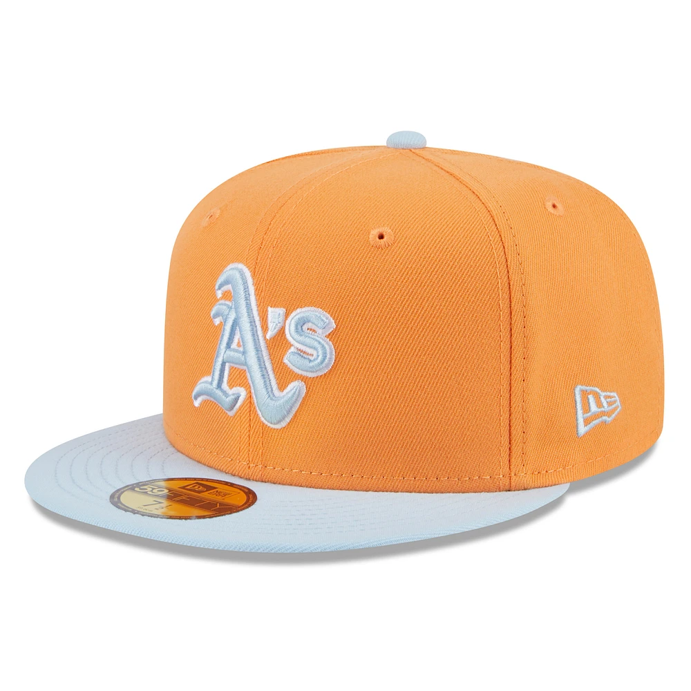 Men's New Era Light Blue/ Athletics Spring Color Basic Two-Tone 59FIFTY Fitted Hat