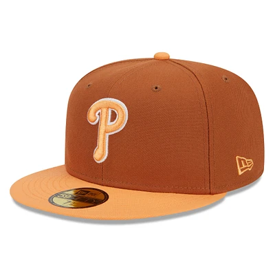 Men's New Era Brown/Orange Philadelphia Phillies Spring Color Basic Two-Tone 59FIFTY Fitted Hat