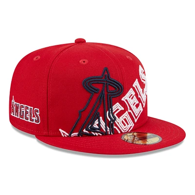 Men's New Era Red Los Angeles Angels Game Day Overlap 59FIFTY Fitted Hat