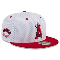 Men's New Era White Los Angeles Angels Throwback Mesh 59FIFTY Fitted Hat