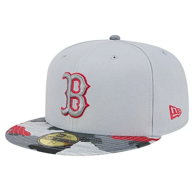 Men's New Era Gray Boston Red Sox Active Team Camo 59FIFTY Fitted Hat