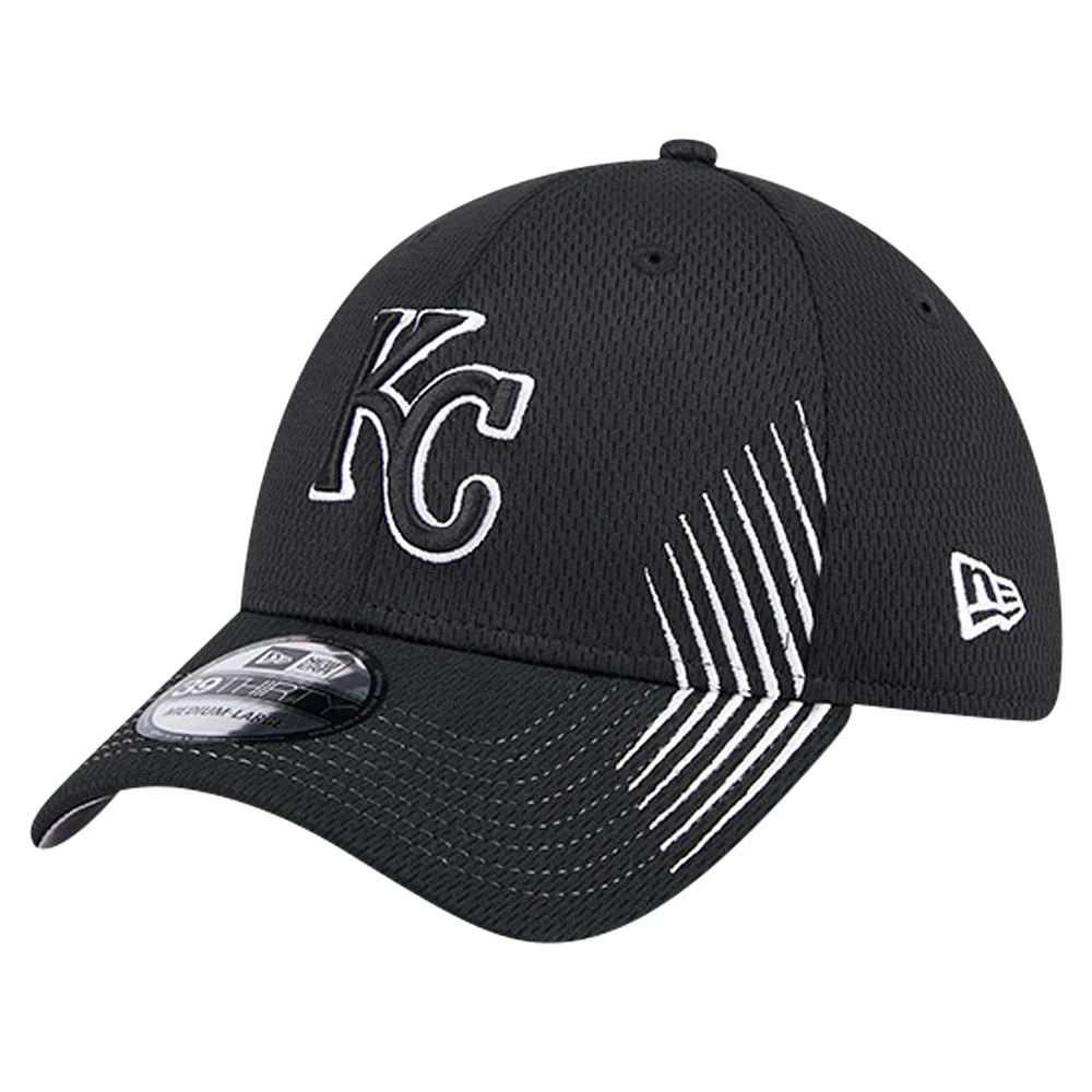 Men's New Era Black Kansas City Royals Active Dash Mark 39THIRTY Flex Hat