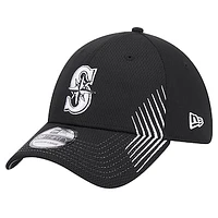 Men's New Era Black Seattle Mariners Active Dash Mark 39THIRTY Flex Hat