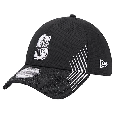 Men's New Era Black Seattle Mariners Active Dash Mark 39THIRTY Flex Hat
