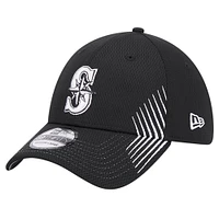 Men's New Era Black Seattle Mariners Active Dash Mark 39THIRTY Flex Hat