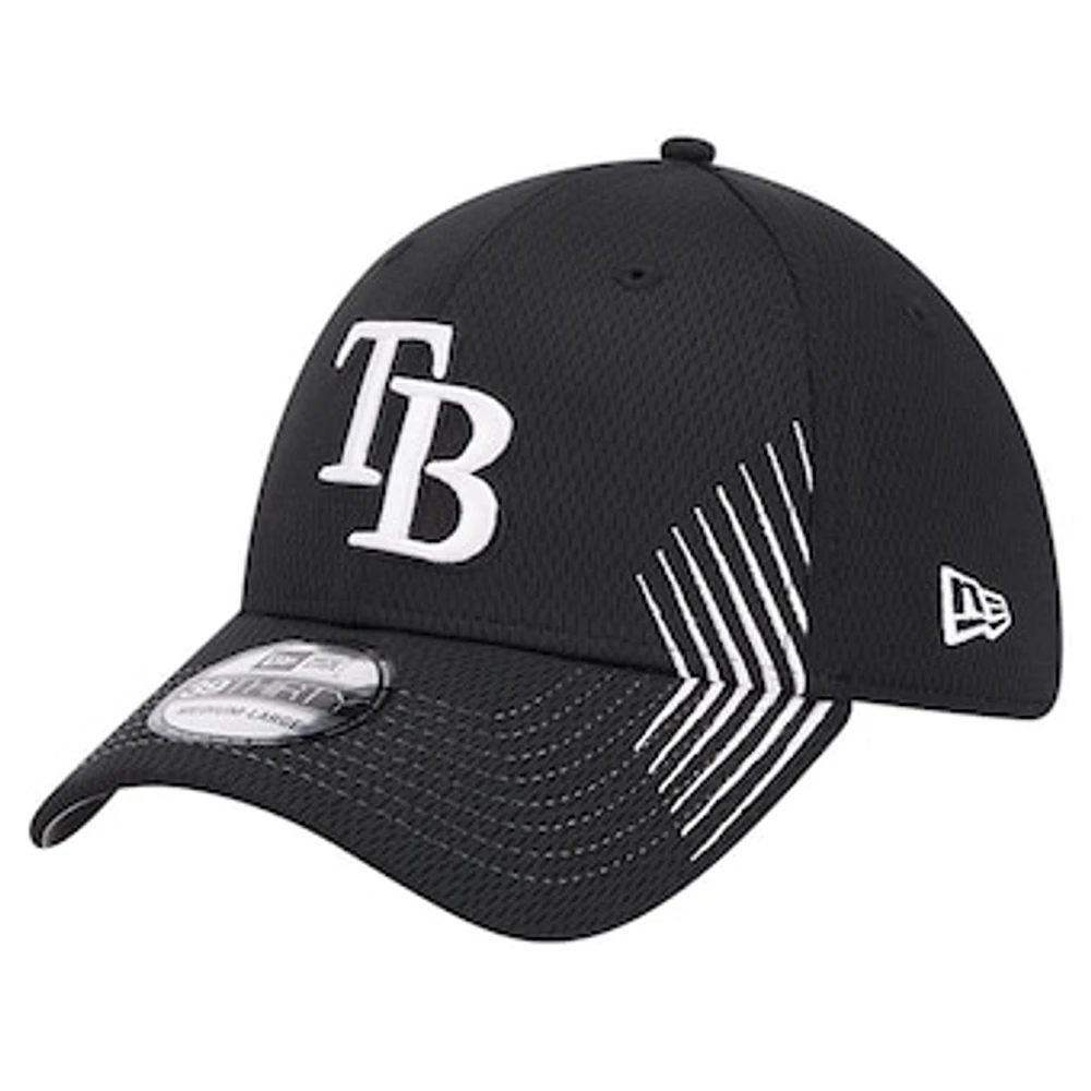 Men's New Era Black Tampa Bay Rays Active Dash Mark 39THIRTY Flex Hat