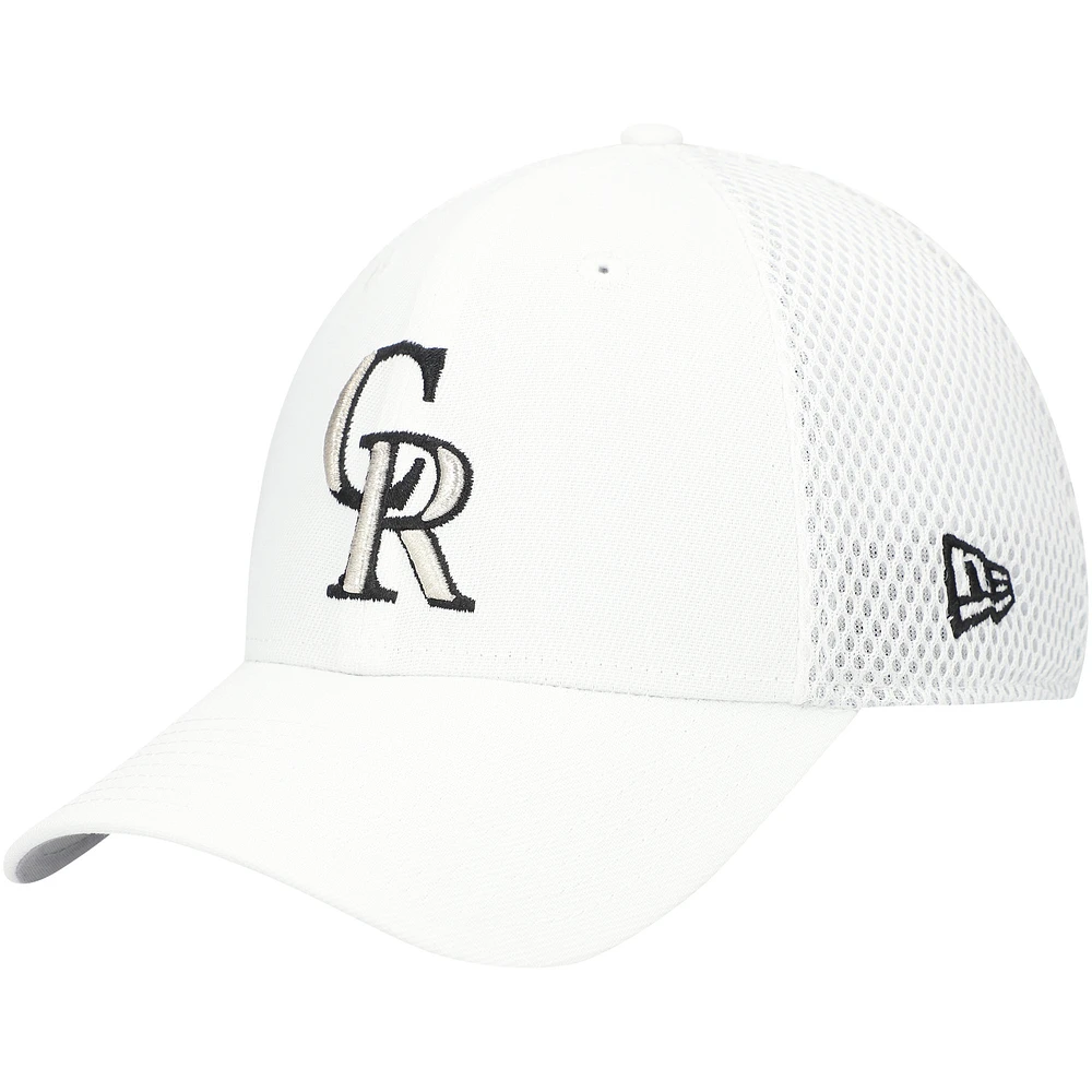 Men's New Era White Colorado Rockies REPREVE Neo 39THIRTY Flex Hat